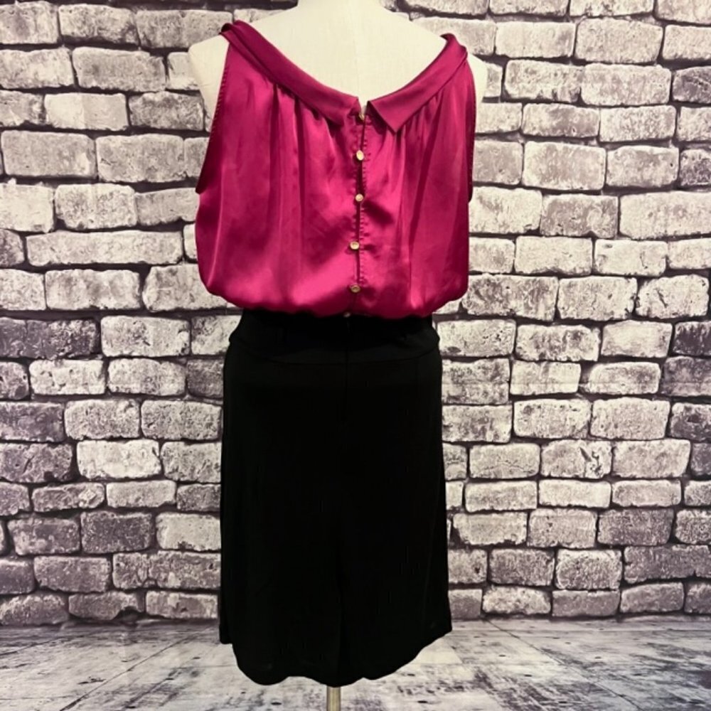 MNG By Mango Purple & Black Sleeveless Cowl Neck Dress Size 8 - Picture 6 of 10